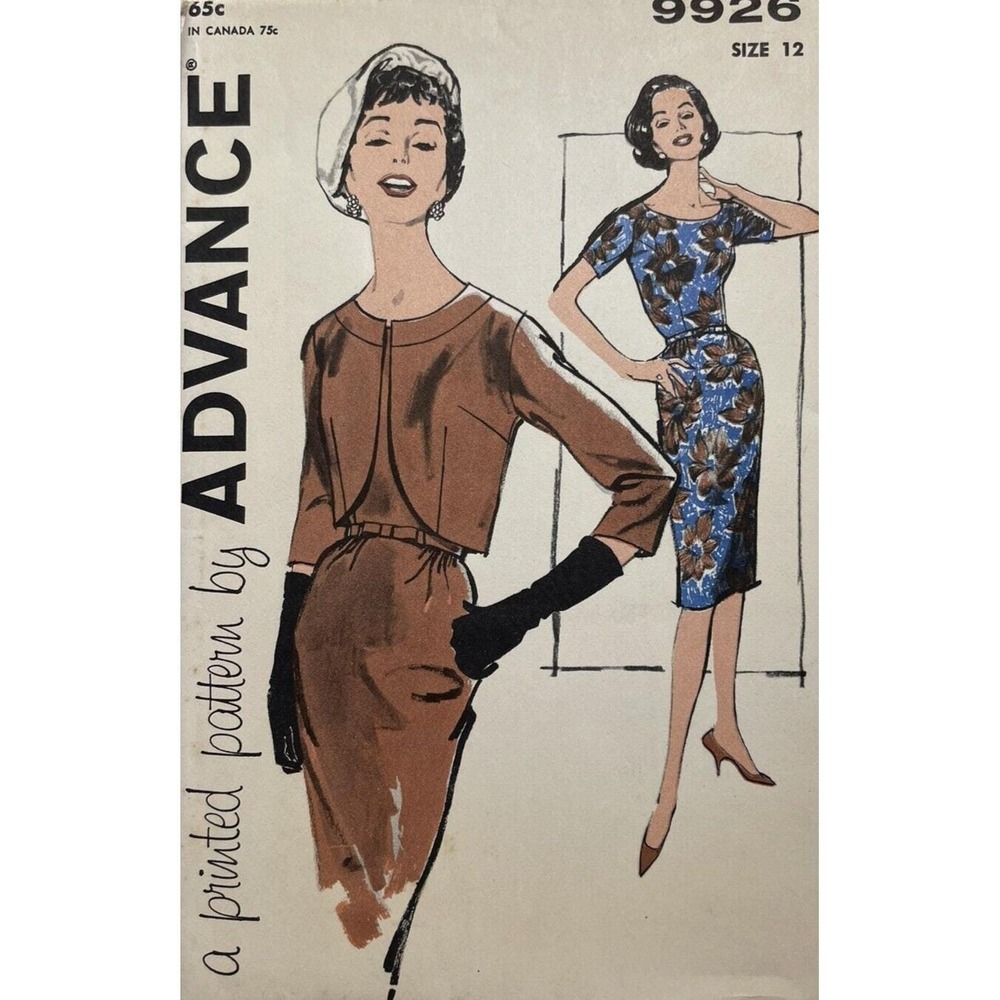 Advance 9926 Original Uncut Unopened 60s Sewing Pattern Jacket & Dress Sz 12